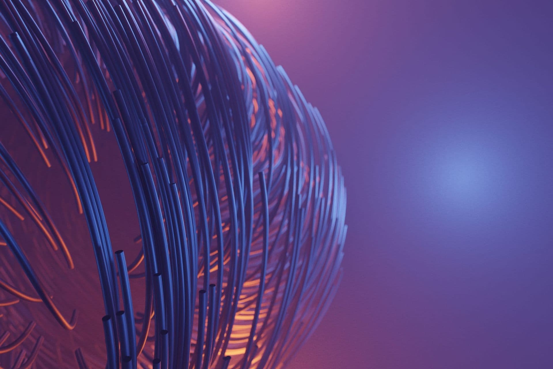 An abstract sphere of fine violet strands